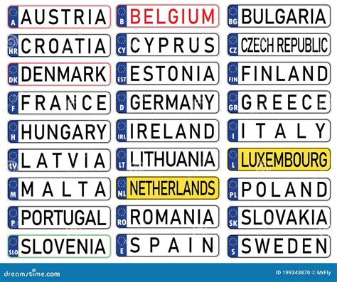 european union license plate letters.